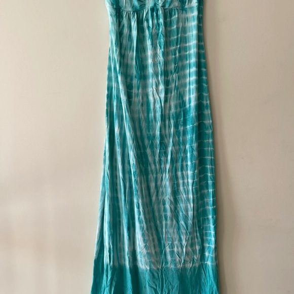 UPSTYLE Teal Blue Tie-dye Sleeveless Sweetheart Smocked Maxi Dress Size M - Picture 2 of 7